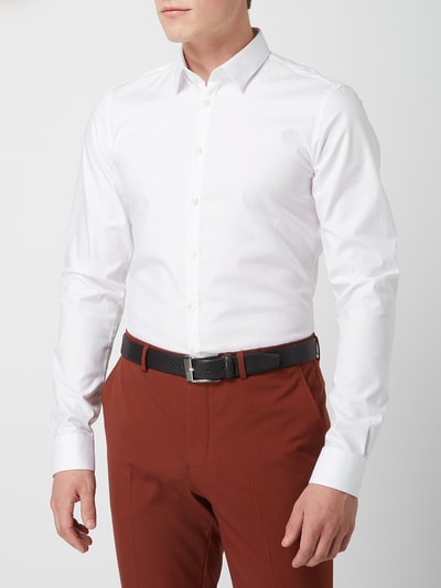 Jake*s Koszula biznesowa o kroju super slim fit z diagonalu z bardzo długim rękawem Biały 4