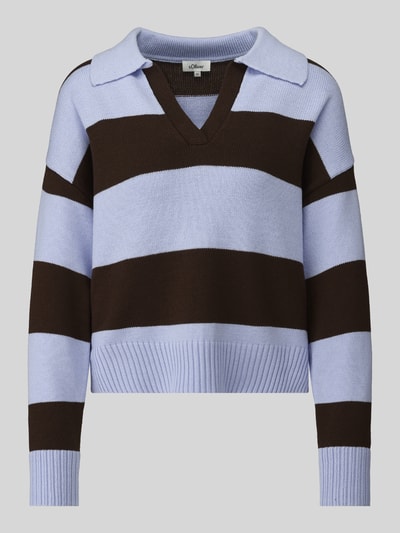 s.Oliver RED LABEL Sweter z dzianiny o kroju boxy fit z mieszanki bawełny Jasnoniebieski 2