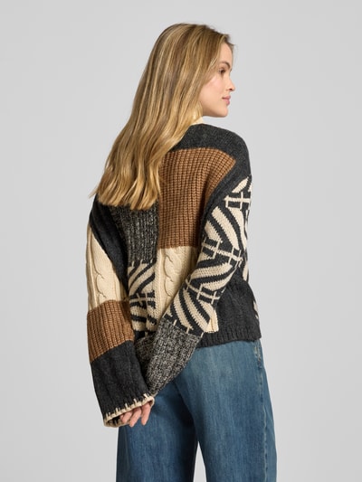 Jake*s Casual Gebreide pullover met kabelpatroon Ecru - 5