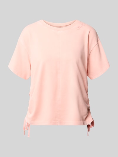 Produktfoto, Sweatshirt mit seitlichen Kordelzügen von Marc Cain, hellrosa, Statement-Stitching, Baumwoll-Mix, Loose Fit, Rundhalsausschnitt