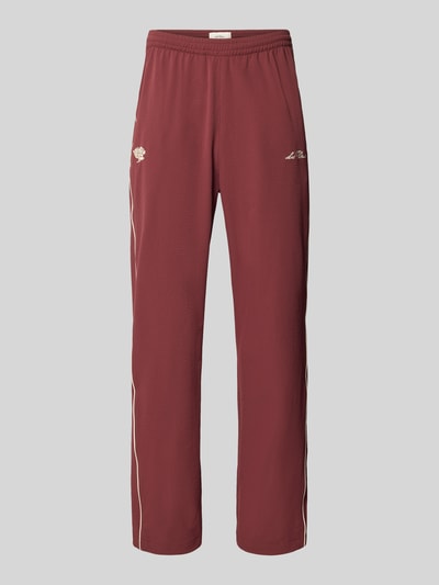 Les Deux Trackpants mit Logo-Stitching Modell 'Seersucker' Bordeaux 2