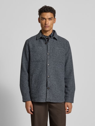 Barbour Regular fit overhemdjack met wol, model 'MARLOW' Antraciet - 4