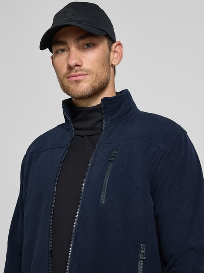 Lerros Fleecejack met opstaande kraag en labeldetail Donkerblauw - 3