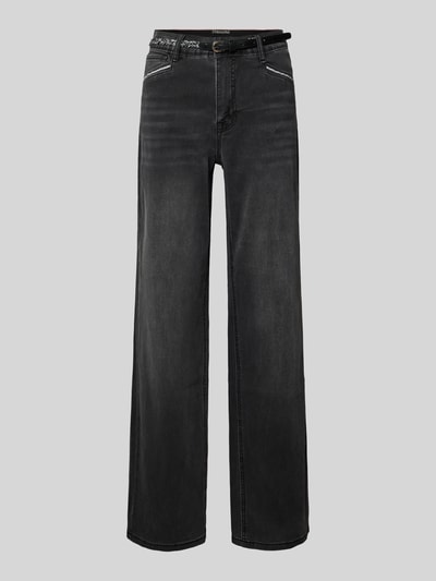 ZABAIONE Wide Leg Jeans mit Gürtel Dunkelgrau 2