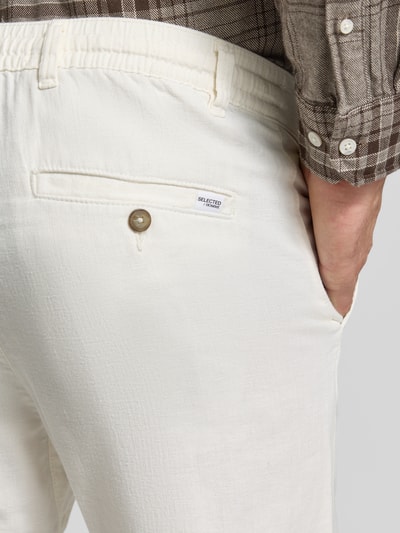 Selected Homme Slim Fit Hose aus Baumwoll-Leinen-Mix Modell 'BRODY' Weiss 3