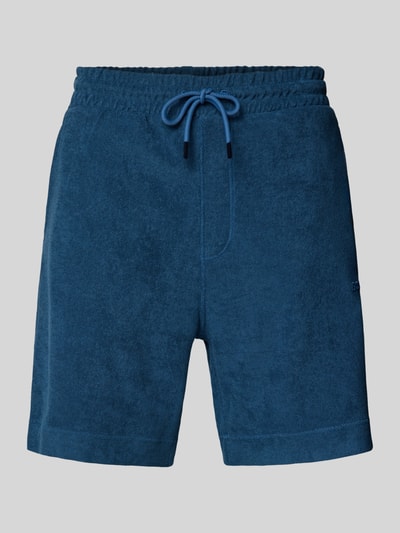 BOSS Orange Regular fit sweatshorts met labelstitching, model 'doubletowel' Blauw - 2
