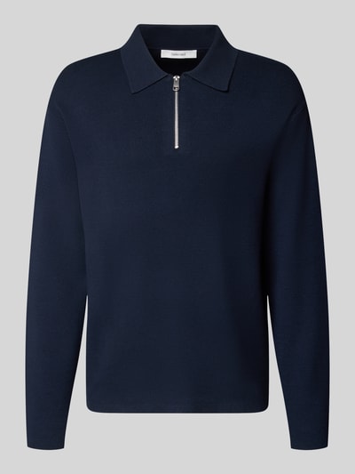 Selected Relaxed Fit Pullover aus reiner Viskose mit halblangem Zipper Blau 1