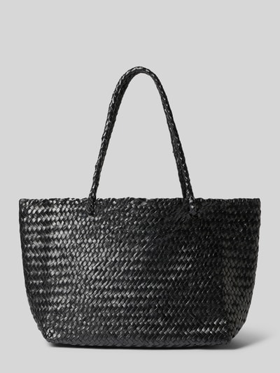 MANGO Shopper aus Ziegenleder in Flecht-Optik Modell 'Bamba' Black 3