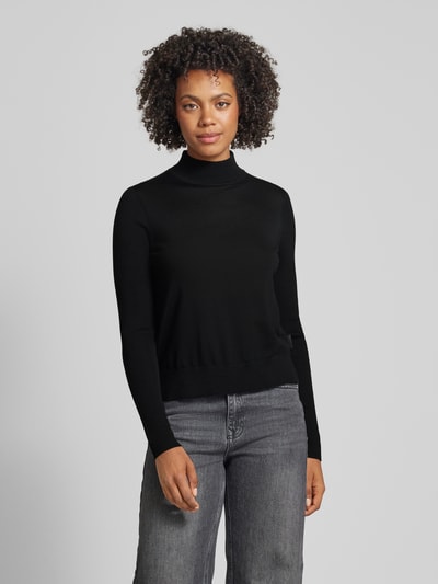 HUGO Gebreide pullover van scheerwol met labeldetail, model 'Sedennian' Zwart - 4