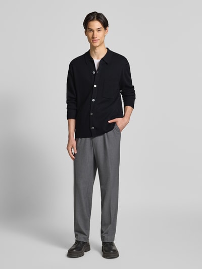 Christian Berg Men Cardigan aus Woll-Mix mit Brusttasche Black 1