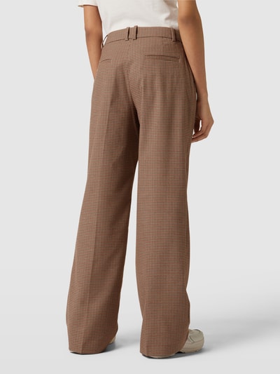 Esprit Flared Cut Bundfaltenhose mit Karomuster Camel 5