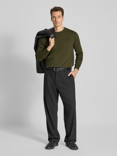 Polo Ralph Lauren Longsleeve mit Logo-Stitching und Rundhalsausschnitt Oliv 1