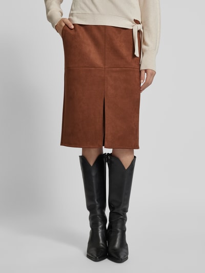 Betty Barclay Knielange rok met loopsplit Cognac - 4