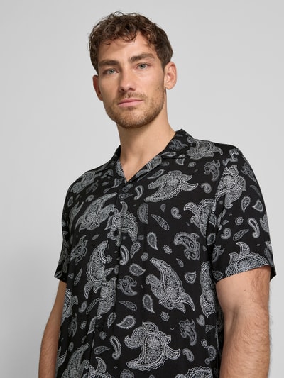 Lindbergh Relaxed fit vrijetijdsoverhemd met reverskraag Zwart - 3