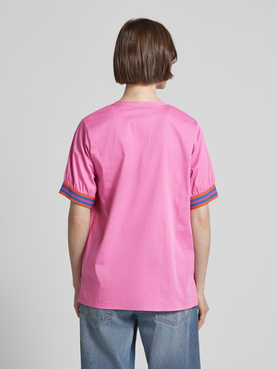 Milano Italy Bluse mit Tunkiakragen Pink 5