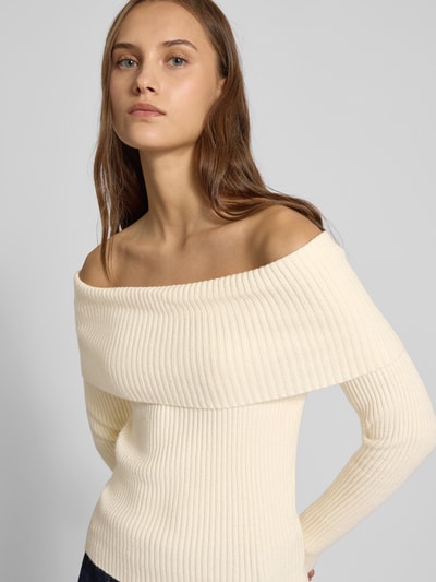 Only Slim Fit Strickpullover aus Viskose-Mix Modell 'KATIA' Offwhite Melange 3