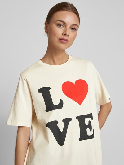 Vero Moda T-shirt o luźnym kroju z nadrukiem z napisem model ‘VALERIE’ Złamany biały 3