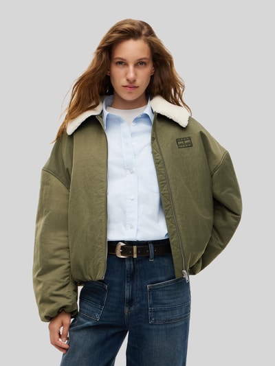 Tommy Jeans Loose fit blouson met platte kraag in teddylook Olijfgroen - 4
