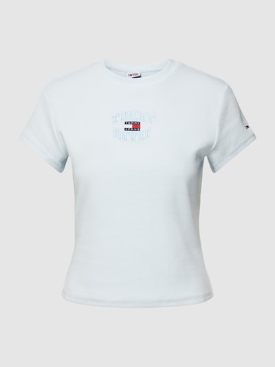 Tommy Jeans T-shirt met labelpatch, model 'BABY' Lichtblauw - 2