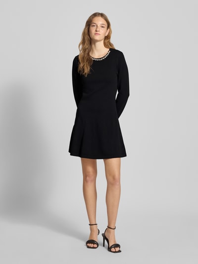 Only Tailliertes Strickkleid aus Viskose-Mix Modell 'MILLA' Metallic Black 1