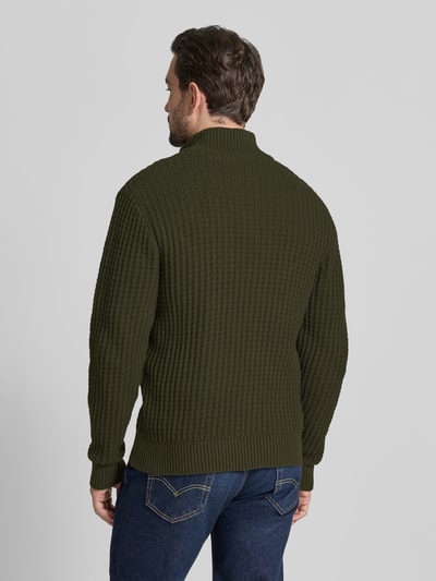 SELECTED HOMME Regular fit schipperstrui in wafelstructuur, model 'TOM' Donkergroen - 5