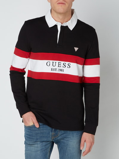 Guess Regular Fit Rugby-Shirt aus Baumwolle  Black 4