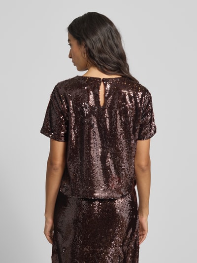 More & More T-shirt met pailletten Donkerbruin - 5