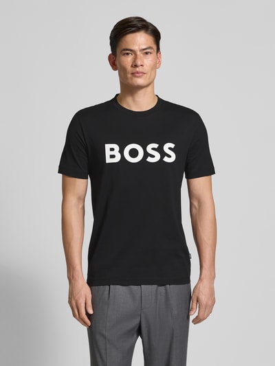 BOSS T-shirt o kroju regular fit z czystej bawełny Czarny 4