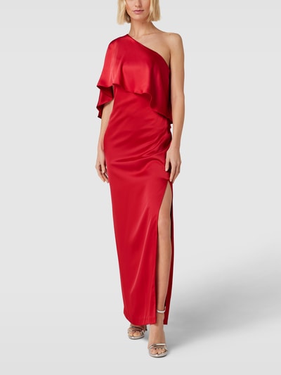 Lauren Ralph Lauren Avondjurk met one shoulder-band, model 'DIETBALD' Lichtrood - 4