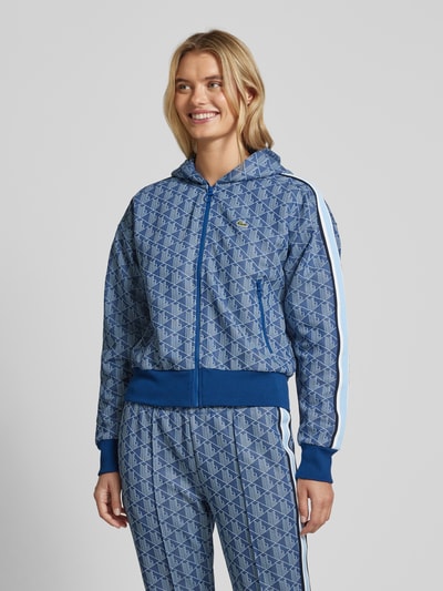 Lacoste Sport Sweatjack met capuchon, model 'Jacquard' Bleu - 4