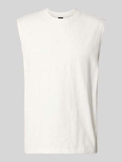Produktfoto, Relaxed Fit T-Shirt aus Baumwoll-Mix Modell 'TE_SURF' von BOSS Orange, Optik: Unifarben, Label-Applikation, Slub Jersey, weiß, glatte Textur