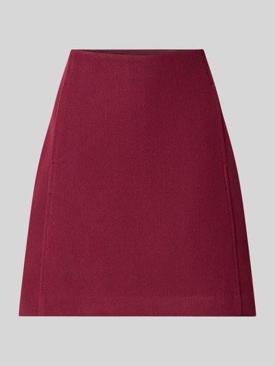 Produktfoto, ausgestellter Mini-Rock mit Nahtreißverschluss Modell 'FORTUNEALLISON' von VERO MODA, Damen Mini-Rock, einfarbig bordeaux, glatte Textur