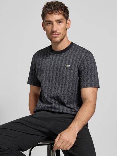 Lacoste T-shirt o kroju regular fit z czystej bawełny Czarny 3