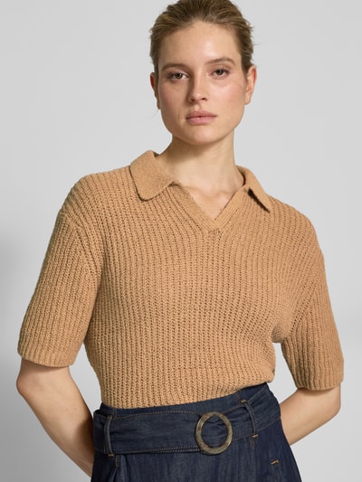 Christian Berg Woman Strickshirt mit V-Ausschnitt Mud 3