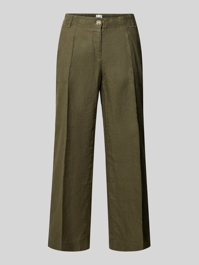 Brax Straight Leg Leinenhose mit verkürztem Schnitt Oliv 2