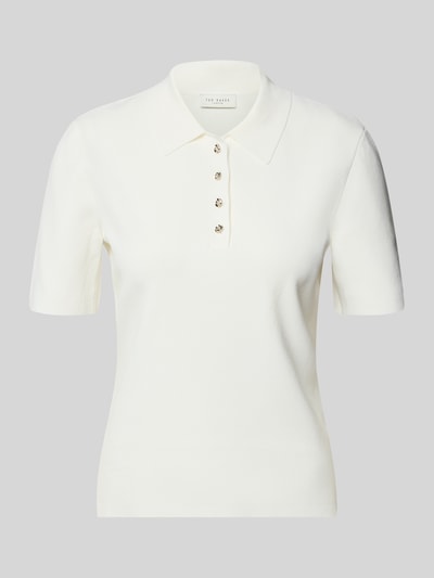 Productfoto, T-shirt uit viscosemix met polokraag model 'ELBETH' van Ted Baker, aansluitende fit, korte knoopsluiting, crème, dames