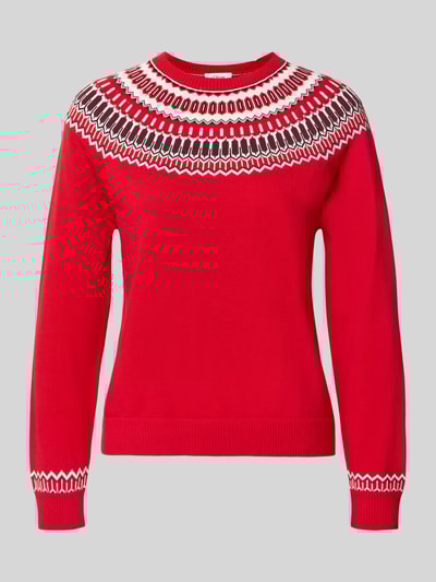 s.Oliver RED LABEL Shaped fit gebreide pullover van puur katoen Rood - 2