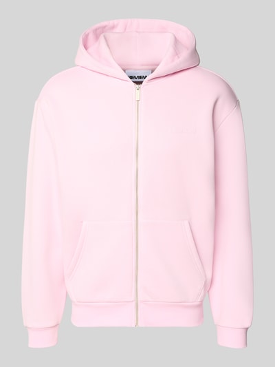 Produktfoto, Sweatjacke mit Känguru-Tasche von REVIEW, mieszanka bawełny, krój relaxed fit, zamek błyskawiczny, jasnoróżowy kolor, faktura gładka