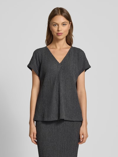 Christian Berg Woman Relaxed Fit T-Shirt mit V-Ausschnitt und Zierfalte Black 4