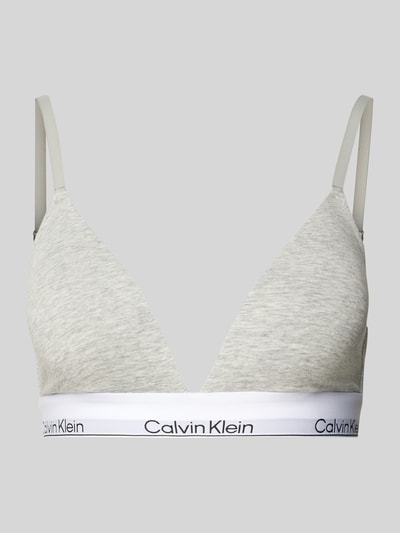 Calvin Klein Underwear Triangelbeha met logo in band en spaghettibandjes Lichtgrijs - 1
