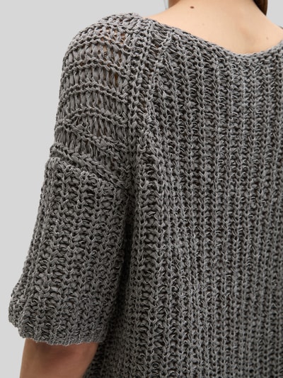 Marc O'Polo Sweter z mieszanki bawełny o kroju relaxed fit Ciemnoszary 3