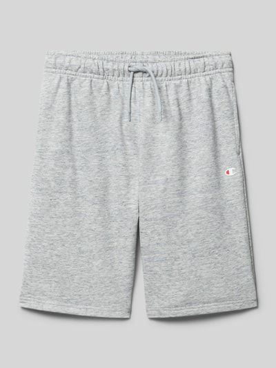 Productfoto, Sweatshorts mit Logo und elastischem Bund van CHAMPION voor kinderen, grijs, katoenmix, relaxed fit, logo, elastische taille, taillewijdte maat 140: 31 cm, binnenbeenlengte maat 140: 24 cm