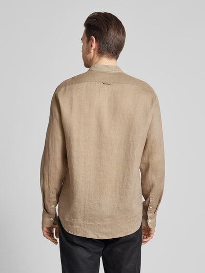 Drykorn Regular fit linnen overhemd met opstaande kraag, model 'TAROK' Beige - 5