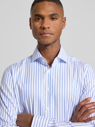 SEIDENSTICKER Slim fit zakelijk overhemd van katoen met kentkraag Koningsblauw - 3