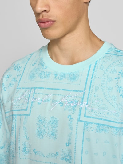 KARL KANI T-shirt met labelstitching Oceaanblauw - 3
