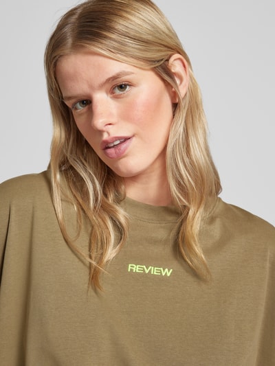 Review Essentials oversized T-shirt met logo Olijfgroen - 3