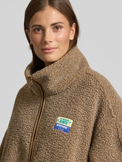 American Vintage Teddyjacke mit Label-Detail Modell 'HOKTOWN' Kitt Melange 3