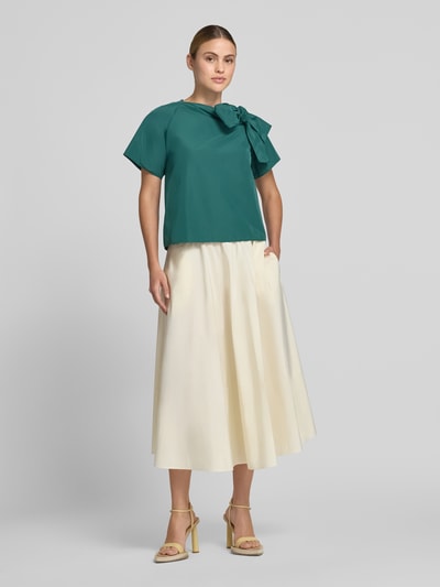 Weekend Max Mara bluzka z krótkim rękawem w kroju regular fit z domieszką bawełny model 'RECENTE' Ciemnozielony 1
