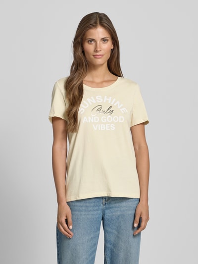 s.Oliver RED LABEL Regular fit T-shirt met print aan de voorkant Zand - 4