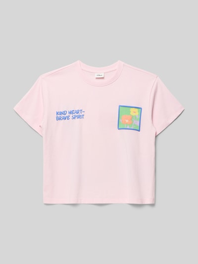 Produktfoto, Oversized T-shirt uit puur katoen van s.Oliver RED LABEL in look: effen kleuren met fotoprint, oversized pasvorm, korte mouw, jersey textuur, ronde hals
